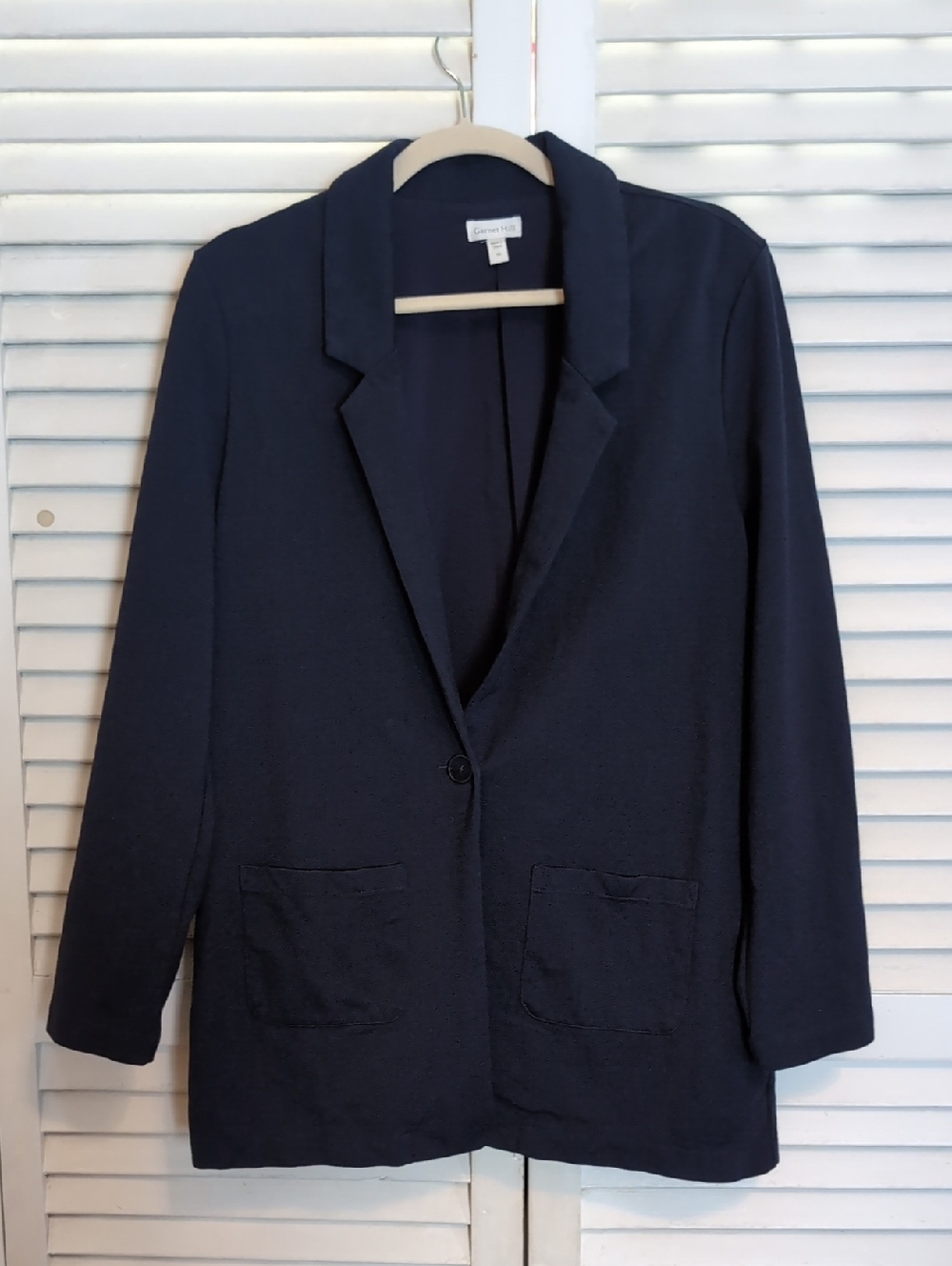 Garnet Hill Navy Single-Button Blazer Jacket